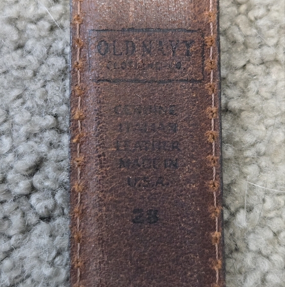 VINTAGE OLD NAVY BROWN ITALIAN LEATHER BELT SILVER BUCKLE END CAP UNISEX MEN 28 - Picture 7 of 14